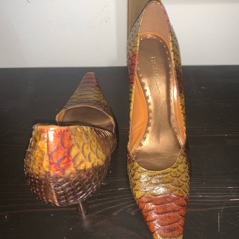 BCBG BCBGirls Snake Print Pointed Heels